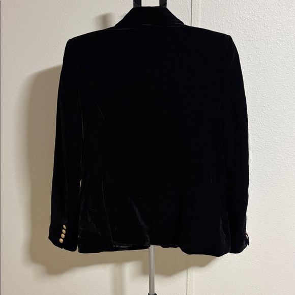 Sam Edelman Black Velvet Double-Breasted Blazer with Gold Buttons - Picture 6 of 11